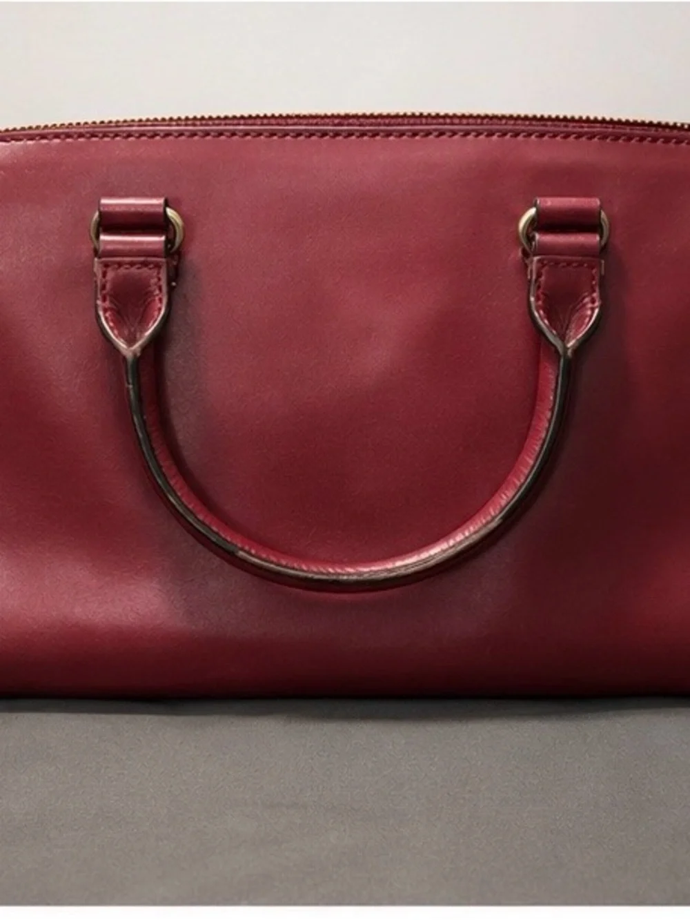 kate spade Burgundy Leather Crossbody Satchel with Beige Accent